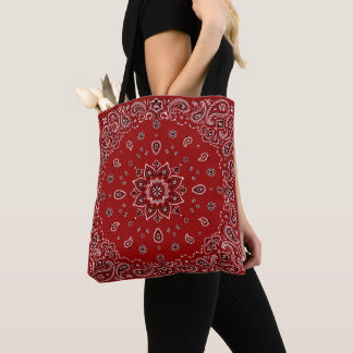 Red Bandana Paisley Tote Bag | Everyday Carryall