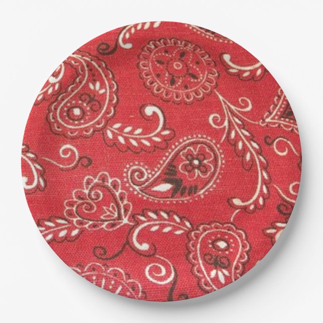 Red Bandana Paper Plate (Front)
