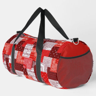 Red Bandana Patchwork Paisley Sewing Pattern Duffle Bag