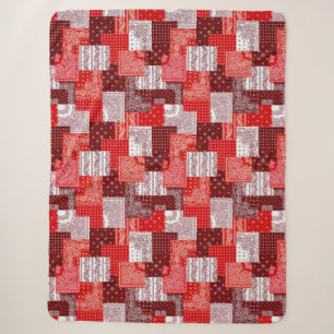 Red Bandana Patchwork Paisley Sewing Pattern Sherpa Blanket