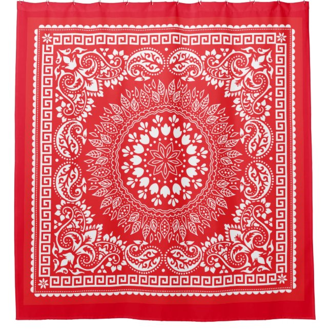 Red Bandana Pattern-4 Shower Curtain (Front)