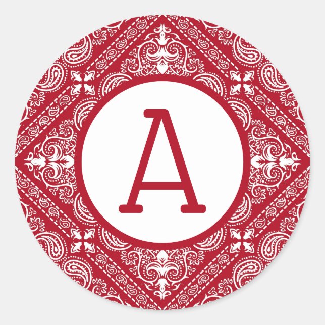 Red Bandana Personalize Classic Round Sticker (Front)