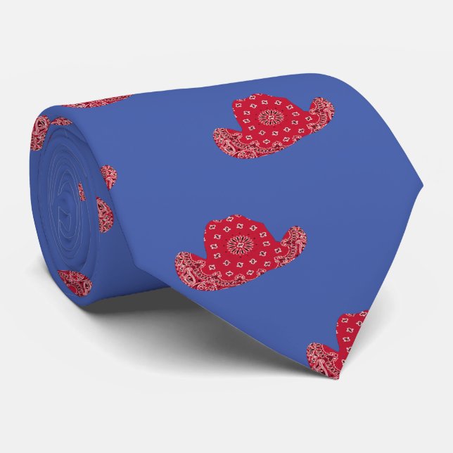 Red Bandana Print Cowboy Casquette Western Cravate (Roulé)
