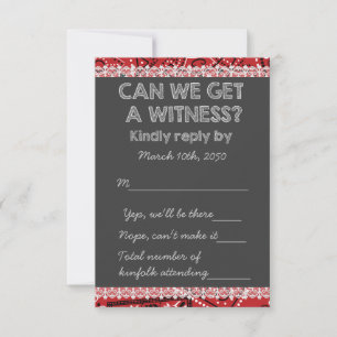 Red Bandana Rustic Chalkboard Country Wedding RSVP Card