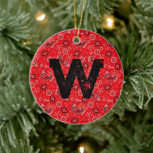 Red Bandana Rustic Modern Cowboy Ranch Colourful Ceramic Ornament