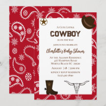 Red Bandana Western Cowboy Birthday Invitation