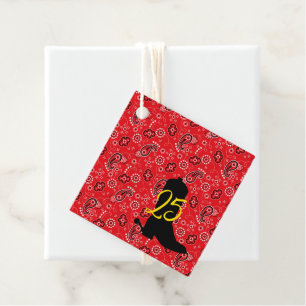 Red Bandana Western Cowboy Boot Spurs AGE Fun Favour Tags