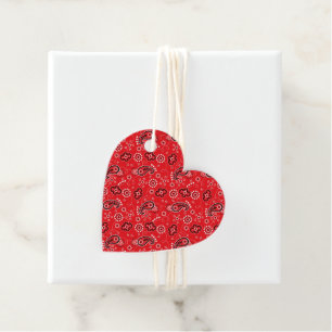 Red Bandana Western Cowboy Love Heart Classic Favour Tags