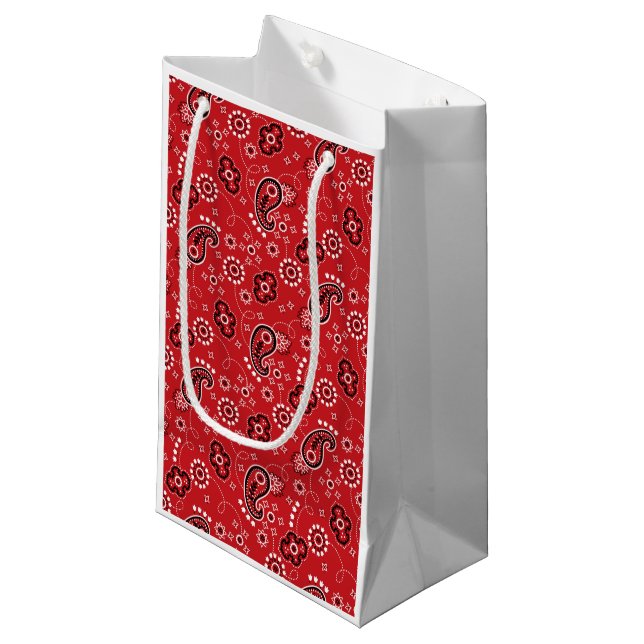 Red Bandana Western Cowboy Ranch Rodeo Adventure Small Gift Bag (Front Angled)