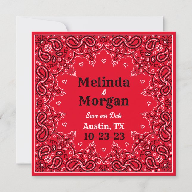 Red Bandana Western Flat Enregistrer La Carte Date (Devant)