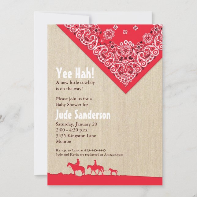 Red Bandana Western Invitation (Front)