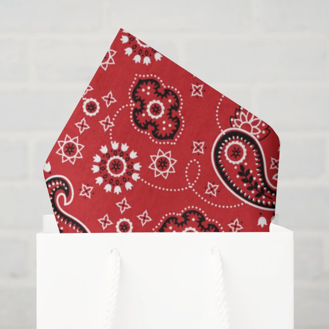 Red Bandana Western Modern Cowboy Fun Tissue Paper (Gift Bag)