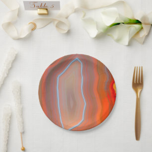  Red Banded Sliced Agate   Paper Plate