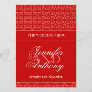 Red banded wedding dinner menu