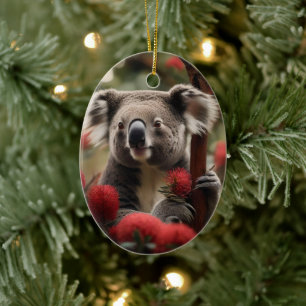 Red Banksia Tree With Koala Bear, Ceramic Ornament