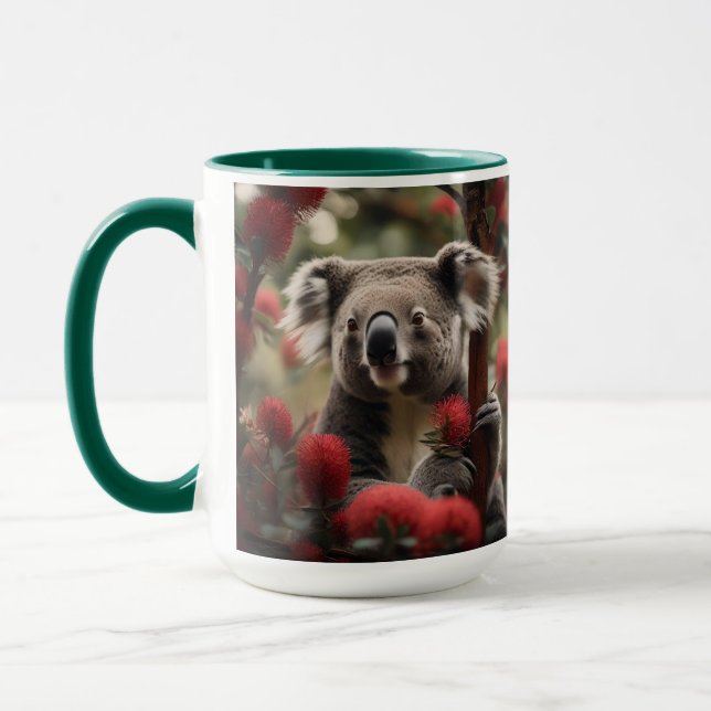 Red Banksia Tree With Koala Bear, Mug (Left)