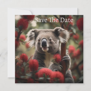 Red Banksia Tree With Koala Bear, Save The Date