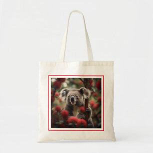 Red Banksia Tree With Koala Bear, Tote Bag