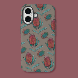 Red Banksia Watercolor - Australian Native Flower iPhone 16 Case