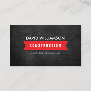 RED BANNER CONSTRUCTION, BUILDER, ARCHITECT LOGO BUSINESS CARD