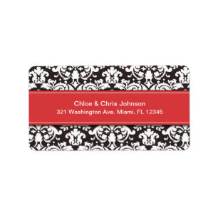 RED BANNER DAMASK   ADDRESS LABELS