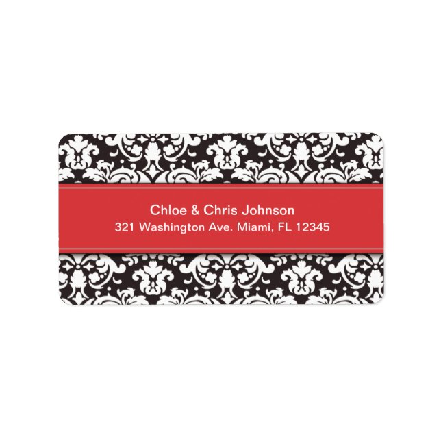 RED BANNER DAMASK | ADDRESS LABELS (Front)