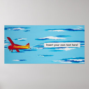 Red Banner Plane Poster