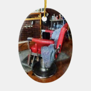 Red Barber Chair Ceramic Ornament
