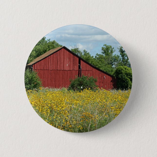 Red Barn 2 Inch Round Button (Front)