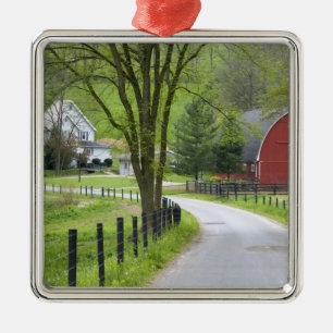 Red barn and farm house near Berlin, Ohio. Metal Ornament