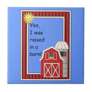 Red Barn and Grain Silo - Animal Lover Kitchen Tile