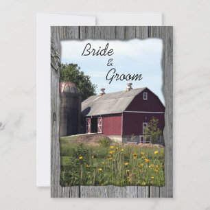 Red Barn and Silo Country Wedding Invitation