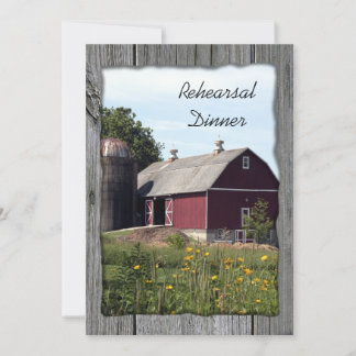 Red Barn and Silo Country Wedding Rehearsal Dinner Invitation