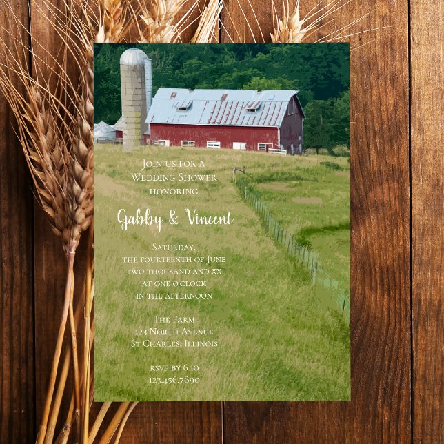 Red Barn and Silo Farm Wedding Shower Invitation (Creator Uploaded)
