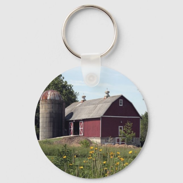 Red Barn and Silo Keychain (Front)