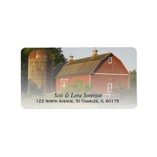 Red Barn and Silo Return Address Label (Front)