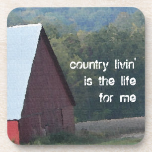 Red Barn Autumn Trees Coaster
