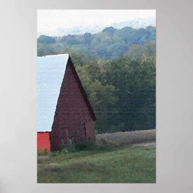 Red Barn Autumn Trees Poster (Front)