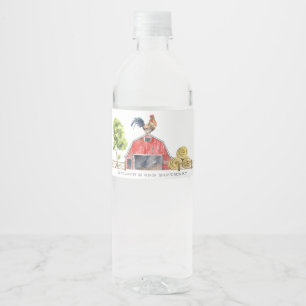Red Barn Chicken Farm Watercolor Kids Birthday Water Bottle Label