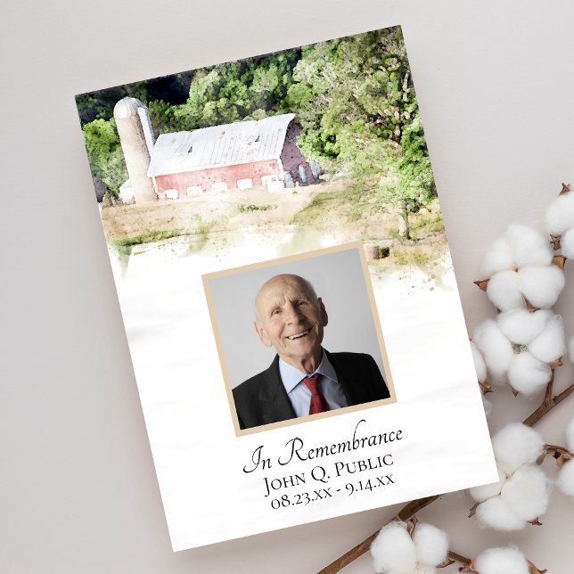 Red Barn Country Farm Death Anniversary Invitation (Creator Uploaded)