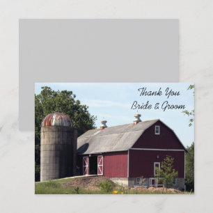 Red Barn Country Wedding Flat Thank You Note Invitation