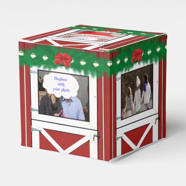 Red Barn Door 5 Photo Custom  Gift/Favour Box (Front Side)