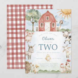 Red Barn Farm Animal Anniversaire Fête Invitation