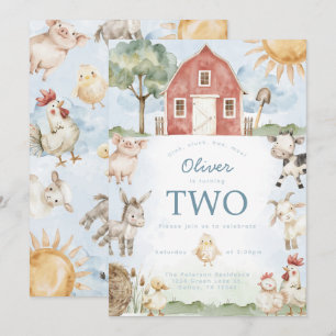 Red Barn Farm Animal Birthday Party Invitation
