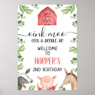 Red Barn Farm Foliage 18x26 Birthday Welcome Sign