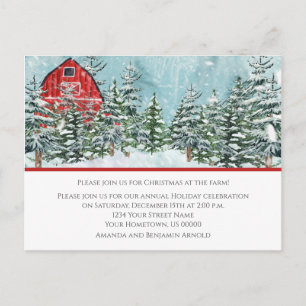Red Barn Farm Noël Fête Invitation