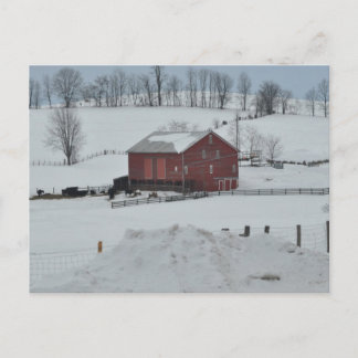 Red barn farm postcard