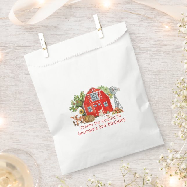 Red Barn | Farm Themed Birthday Favour Bags (Clipped)