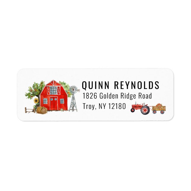 Red Barn | Farm Themed Return Address Label (Front)
