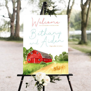 Red Barn Farm Wedding Welcome Sign